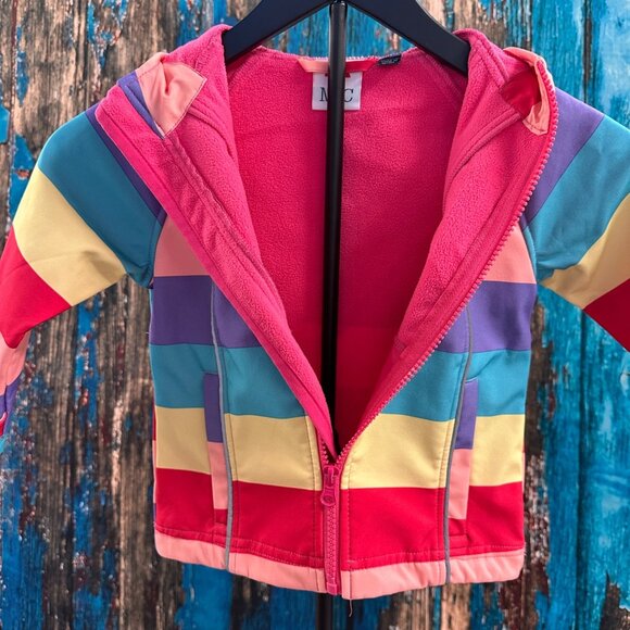 M2C Girls Hooded Fleece Lined Striped Windproof Softshell Jacket 2T - Picture 4 of 12